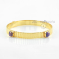 925 Prata Bangles, 18k Gold Copper Purple Turquoise Gemstone Bangle Jóias para Mulheres